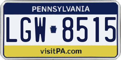 PA license plate LGW8515