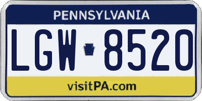 PA license plate LGW8520