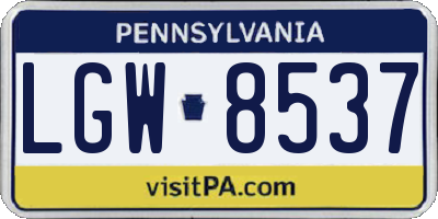 PA license plate LGW8537