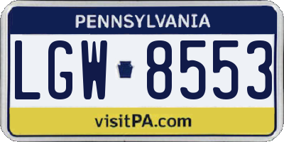 PA license plate LGW8553