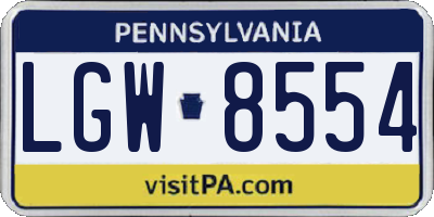 PA license plate LGW8554