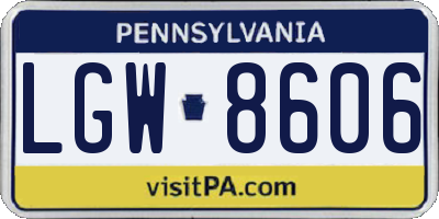 PA license plate LGW8606