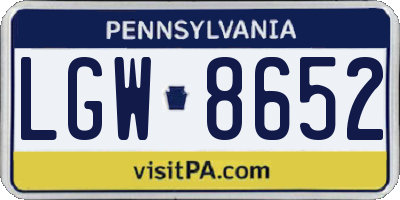 PA license plate LGW8652