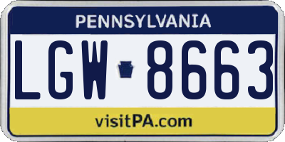 PA license plate LGW8663