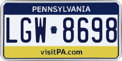 PA license plate LGW8698