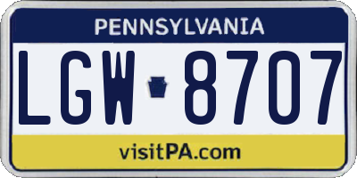 PA license plate LGW8707