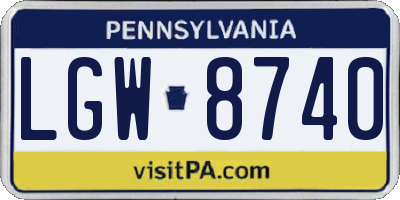 PA license plate LGW8740