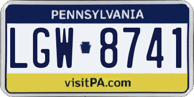PA license plate LGW8741