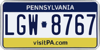 PA license plate LGW8767