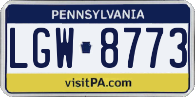 PA license plate LGW8773