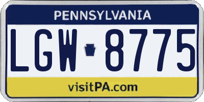 PA license plate LGW8775
