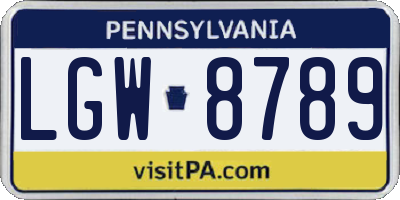 PA license plate LGW8789