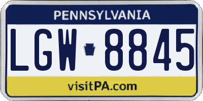 PA license plate LGW8845