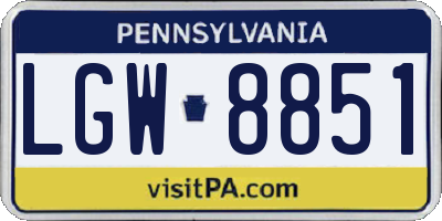 PA license plate LGW8851
