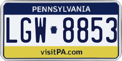 PA license plate LGW8853