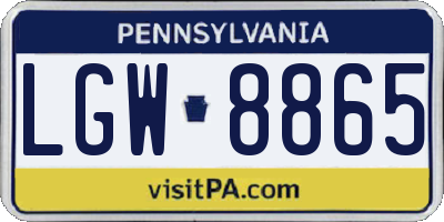 PA license plate LGW8865