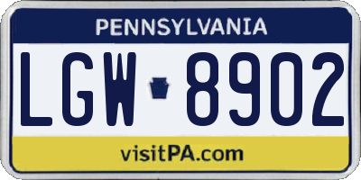 PA license plate LGW8902