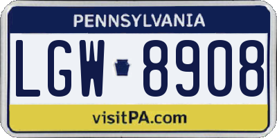 PA license plate LGW8908