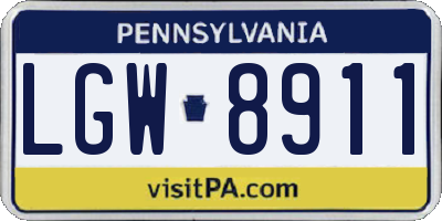 PA license plate LGW8911