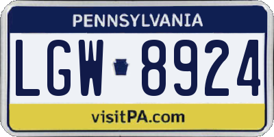 PA license plate LGW8924