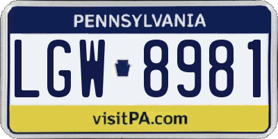 PA license plate LGW8981
