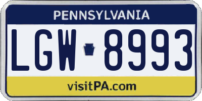 PA license plate LGW8993