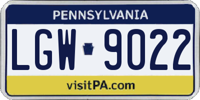 PA license plate LGW9022