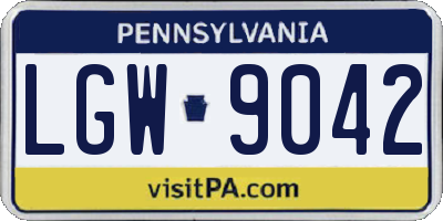 PA license plate LGW9042