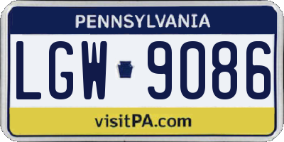 PA license plate LGW9086