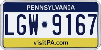 PA license plate LGW9167