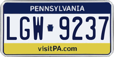 PA license plate LGW9237