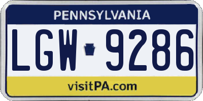 PA license plate LGW9286
