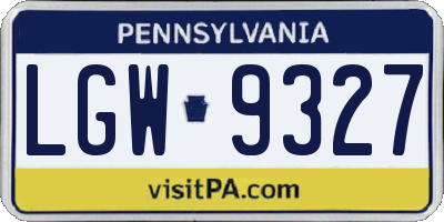 PA license plate LGW9327