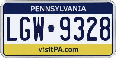 PA license plate LGW9328