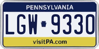 PA license plate LGW9330