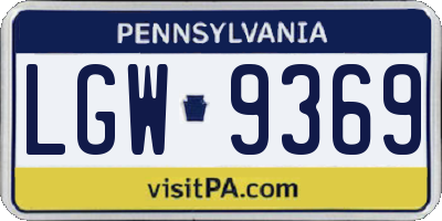 PA license plate LGW9369