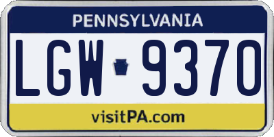 PA license plate LGW9370