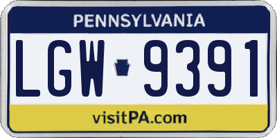 PA license plate LGW9391