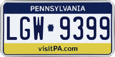 PA license plate LGW9399