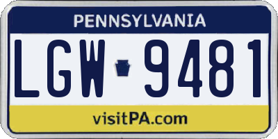 PA license plate LGW9481