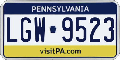 PA license plate LGW9523