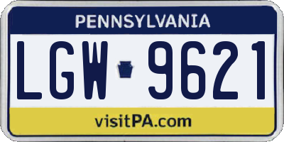PA license plate LGW9621
