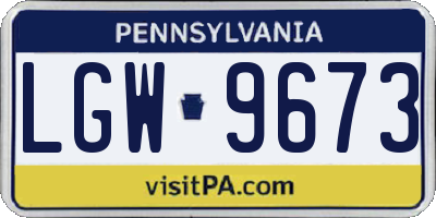 PA license plate LGW9673