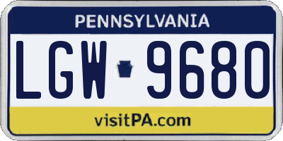 PA license plate LGW9680