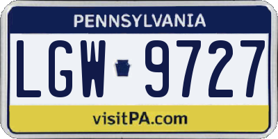PA license plate LGW9727