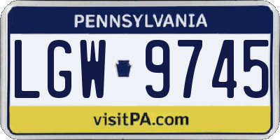 PA license plate LGW9745