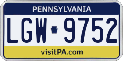 PA license plate LGW9752