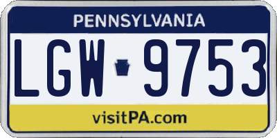 PA license plate LGW9753