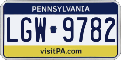 PA license plate LGW9782