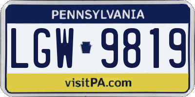 PA license plate LGW9819